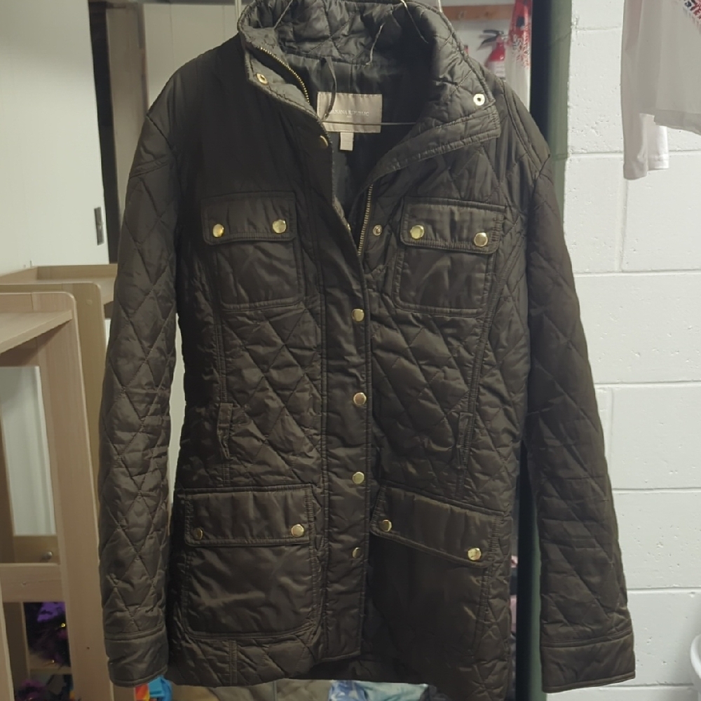 Banana Republic Quilted Utility Jacket in Dark Brown